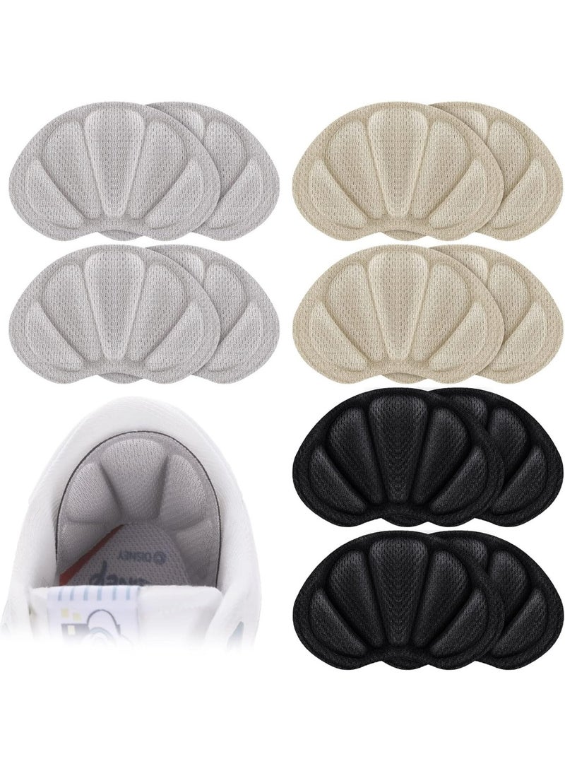 Lyaxm 6 Pairs Heel Grips Liner Cushions Inserts for Loose Shoes Insert Pads for Too Big Shoes Heel Pads Snugs for Men Women Filler Improve Shoe Comfort, Prevent Heel Slip and Blister (Nude, Black, Grey) - Image 1