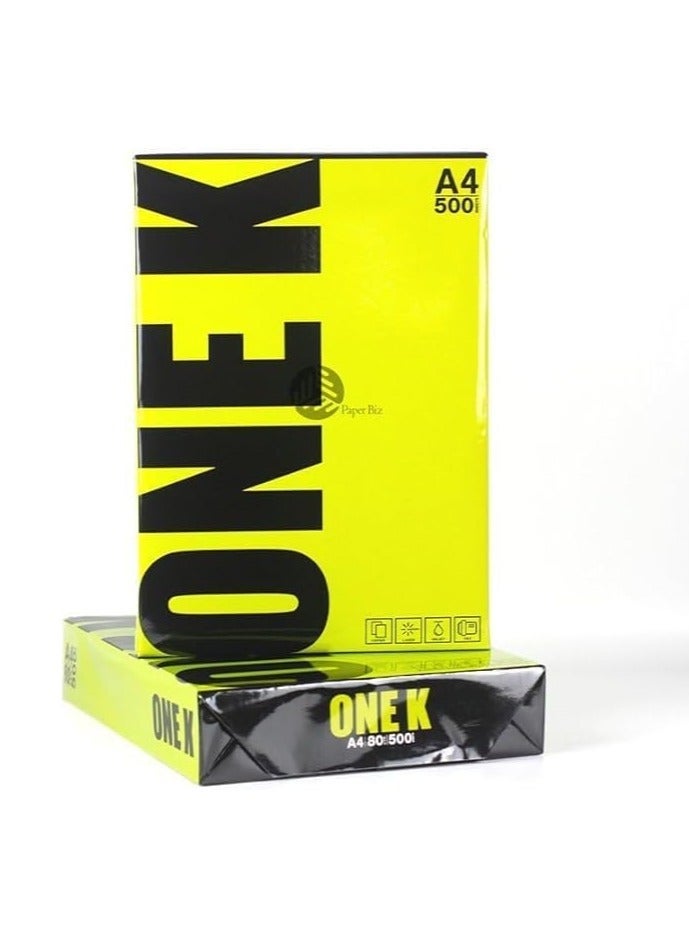 One K A4 Printing Paper 80 GSM – 500 Sheets Premium Quality Multipurpose Copier Paper for Office & Home Use - Image 1