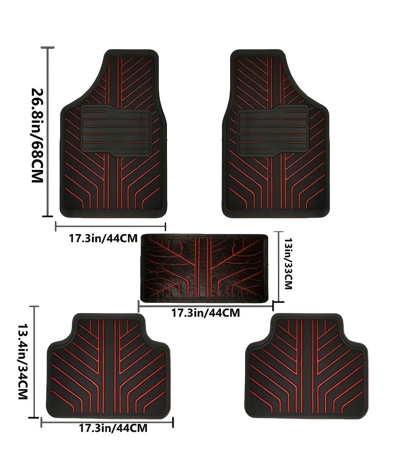 Glossy Black With Red Stripes Car Floor Mats 5pcs Crystal Velvet Non Slip All Weather Set for Truck Sedan SUV - Image 2