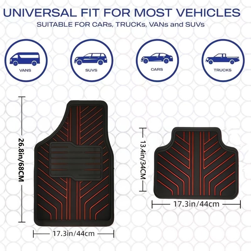 Glossy Black With Red Stripes Car Floor Mats 5pcs Crystal Velvet Non Slip All Weather Set for Truck Sedan SUV - Image 3