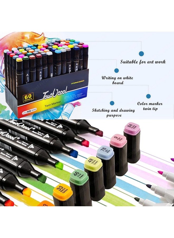 فنبلاست أقلام تلوين فن بلاست ثنائية الطرف - أقلام تلوين ثنائية الطرف للفنانين، مجموعة أقلام رسم كحولية، أقلام تلوين للأطفال، أقلام تلوين للسبورة البيضاء (60 قطعة) - Image 4