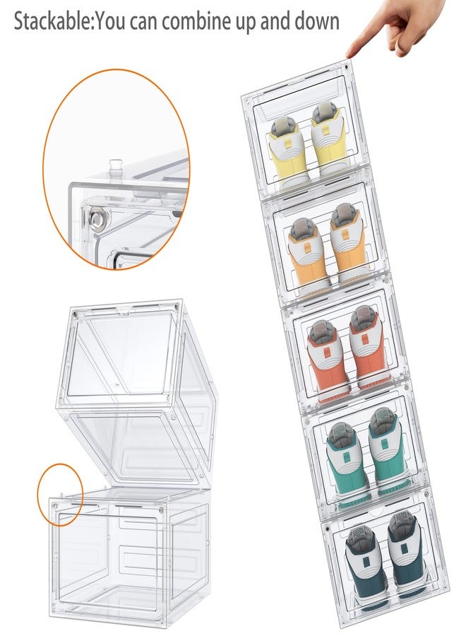 HOMIDEC Shoe Storage, 6 Pack Shoe Organizer Clear Hard Plastic Shoe Box, Shoe Boxes Clear Plastic Stackable, Shoe Boxes with Lids for Size 13, Transparent - Image 5