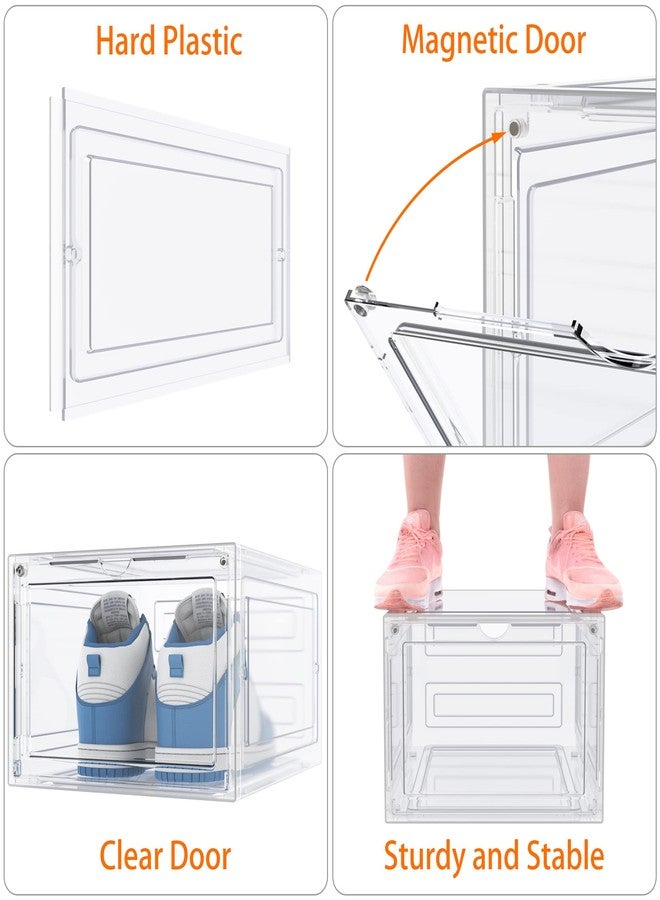 HOMIDEC Shoe Storage, 6 Pack Shoe Organizer Clear Hard Plastic Shoe Box, Shoe Boxes Clear Plastic Stackable, Shoe Boxes with Lids for Size 13, Transparent - Image 4