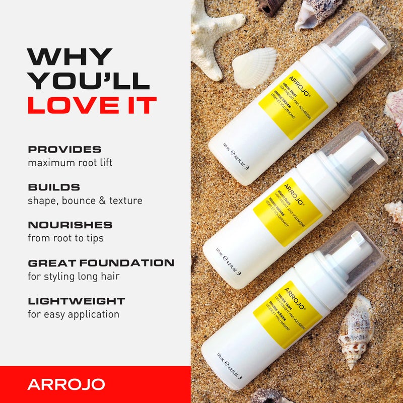 Arrojo Volume Foam Hair Mousse, Lavender-Pear Scent â€“ Sulfate & Paraben-Free Volumizing Mousse for Fine Hair & All Hair Types - Adds Shape, Bounce & Texture, 4.2 fl. oz - Image 3