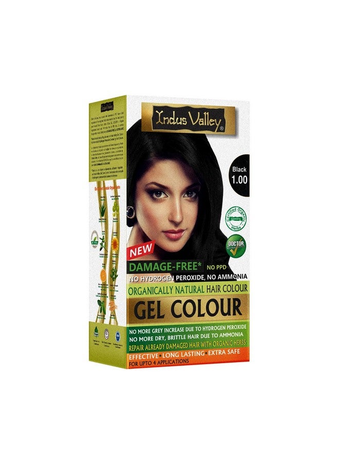 Indus Valley Natural Organic Damage Free Gel Hair Color Ammonia Free Vegan & Cruelty Free Up To 100% Gray Coverage Long Lasting Results Black 1.0 (20Gram+200Ml) - Image 1