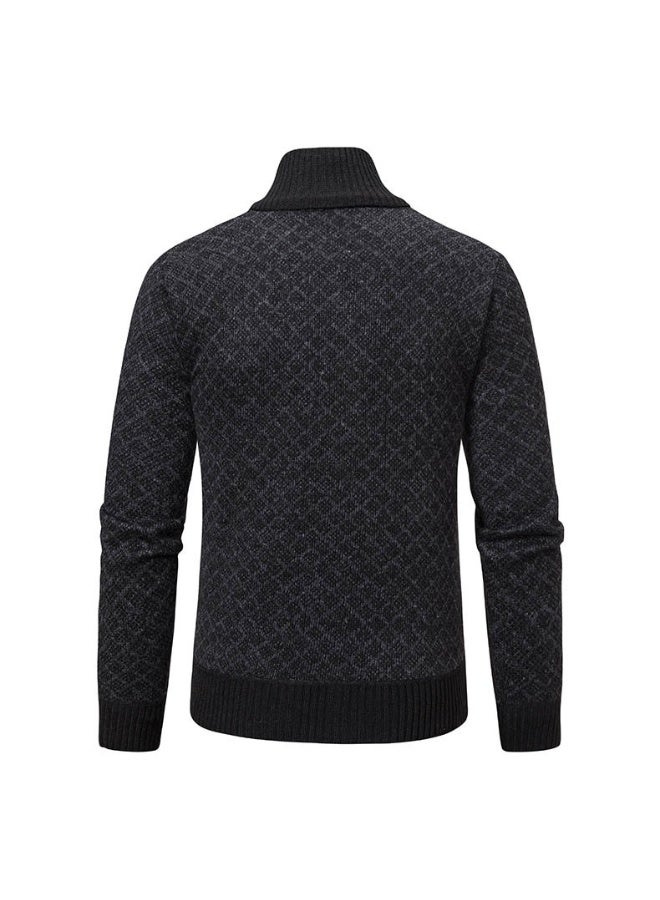 general Mens Winter Cardigan Sweatercoats Male Stand Collar Fleece Sweaters Jacket Warm Slim Sweater Jacket for Men - Image 2