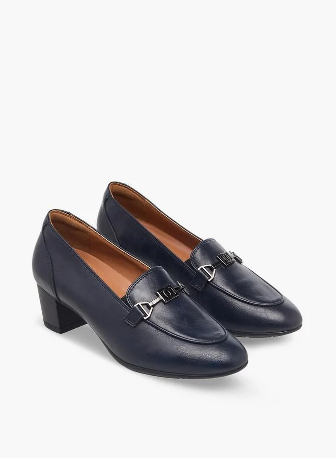 Women Metal Accent Block Heel Loafers
