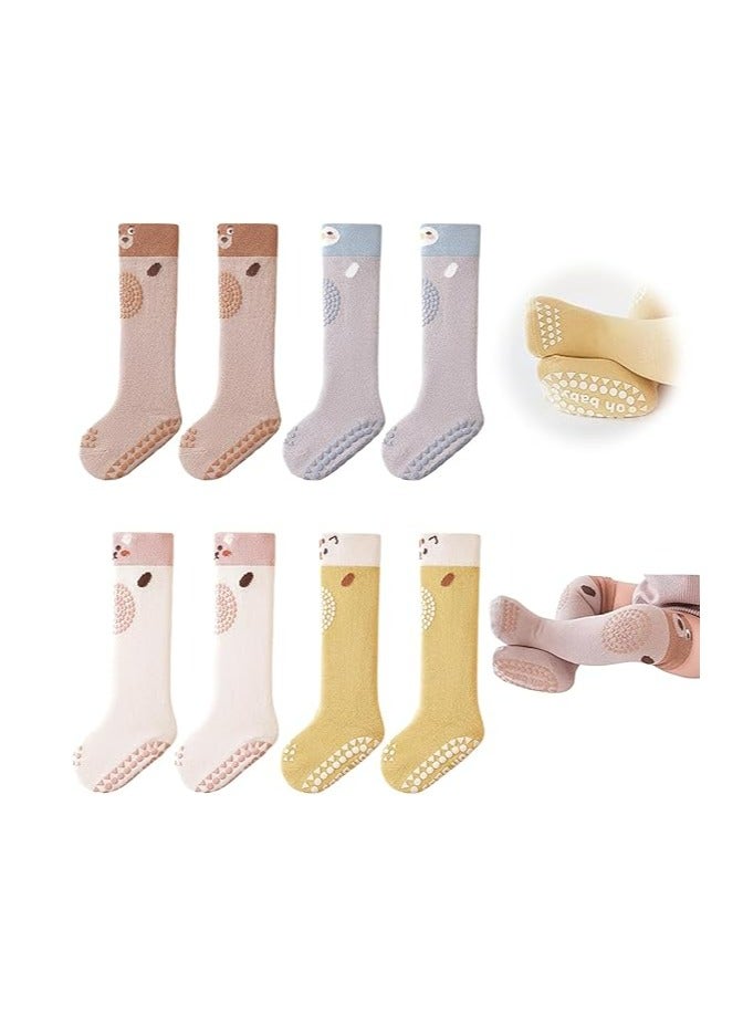 Oasisgalore 4 Pairs Non Slip Toddler Grip Socks Baby Crawling Socks Anti Skid Newborn Socks for Boy Girl - Image 1
