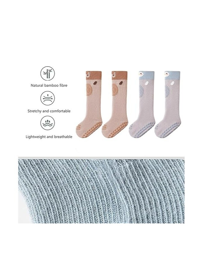 Oasisgalore 4 Pairs Non Slip Toddler Grip Socks Baby Crawling Socks Anti Skid Newborn Socks for Boy Girl - Image 3