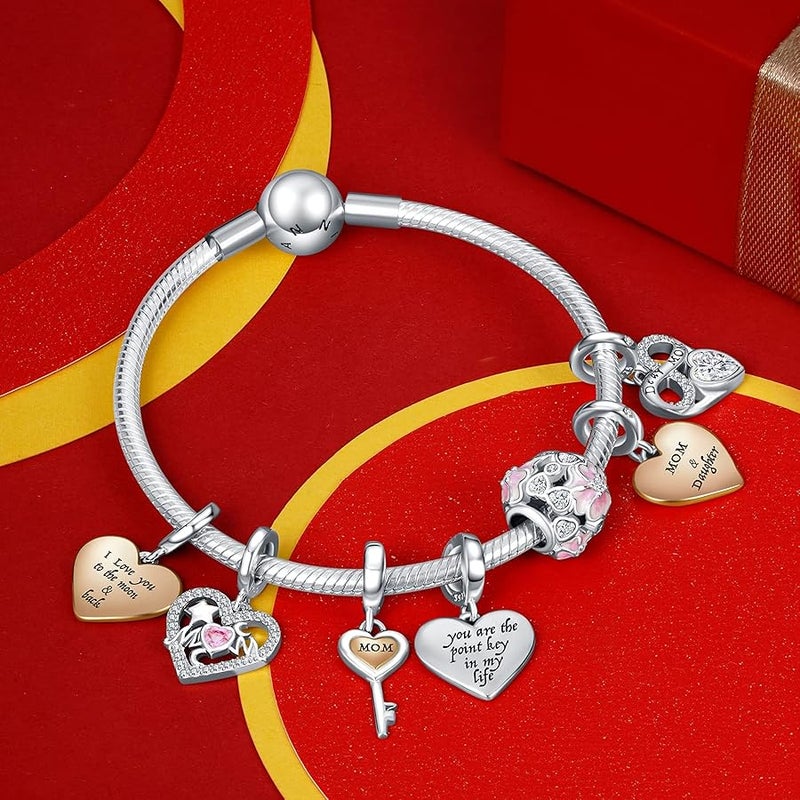 NINGAN 925 Sterling Silver Heart Pendant Gift For Mother Fit Women's Bracelet Necklace - Image 4