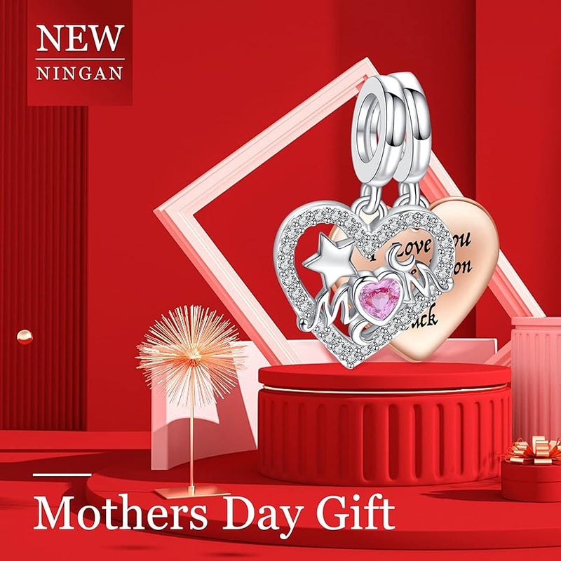 NINGAN 925 Sterling Silver Heart Pendant Gift For Mother Fit Women's Bracelet Necklace - Image 2