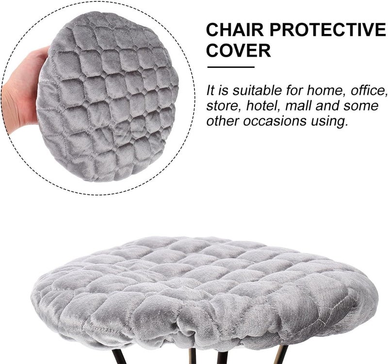 ULTECHNOVO Elastic Stool Cover Grey Cotton Seat Protector Removable Stretchy Chair Cushion Cover Washable Slipcover for Home and Office Stool Seats - Image 4