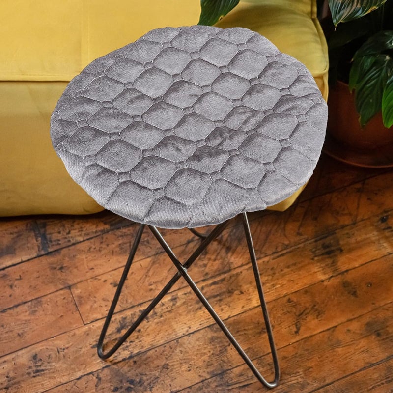 ULTECHNOVO Elastic Stool Cover Grey Cotton Seat Protector Removable Stretchy Chair Cushion Cover Washable Slipcover for Home and Office Stool Seats - Image 3
