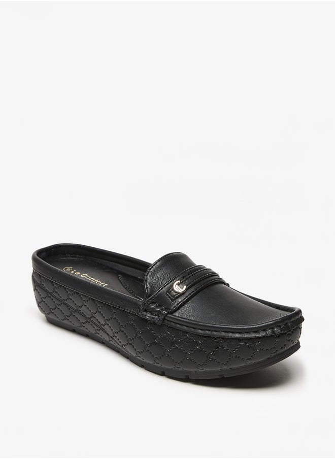 Le Confort - Women's Textured Slip-On Mules - Image 1