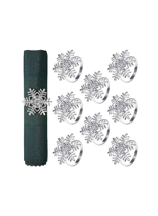 PROMASS 8-Piece Set Napkin Ring Table Setting Suitable for Casual or Formal Occasions Napkin Ring (Silver snowflake) - Image 2