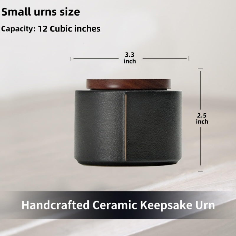 NS Online Black Small Urn Ashes Keepsake - 2.5 inches Ceramic Sharing Decorative Urns, Capacity 12 Cubic inches Memorial Funeral urn for Human, Pets - Qnty 1 - Image 2