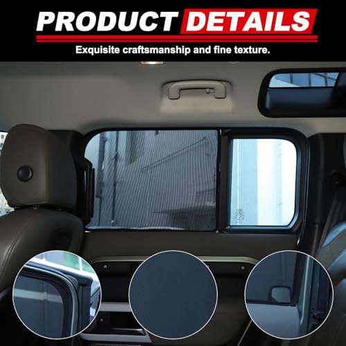 HIRUFAIT Window Shade Compatible with 20202025 Lnd Rover Defender 110 Breathable Mesh Side Window Screens Shade Cover for Baby UV Rays Protection Sun Shade Blocker Rear Side Windows 4Pcs - Image 3