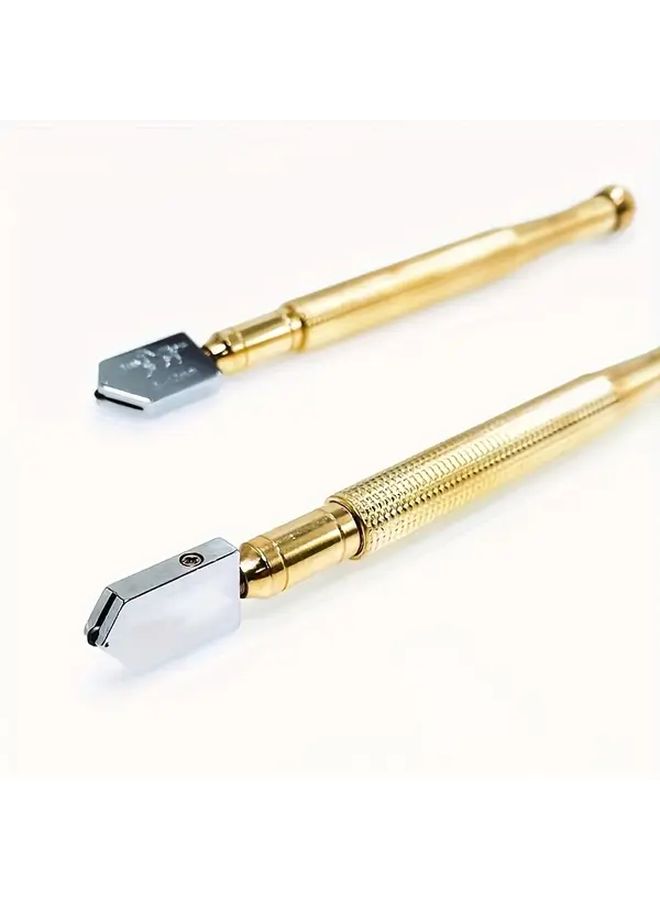 Multifunction Diamond Glass Cutter Manual Tile And Mirror Cutting Tool Golden Steel 1pc - Image 1