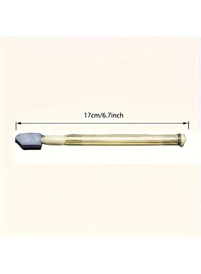 Multifunction Diamond Glass Cutter Manual Tile And Mirror Cutting Tool Golden Steel 1pc - Image 3