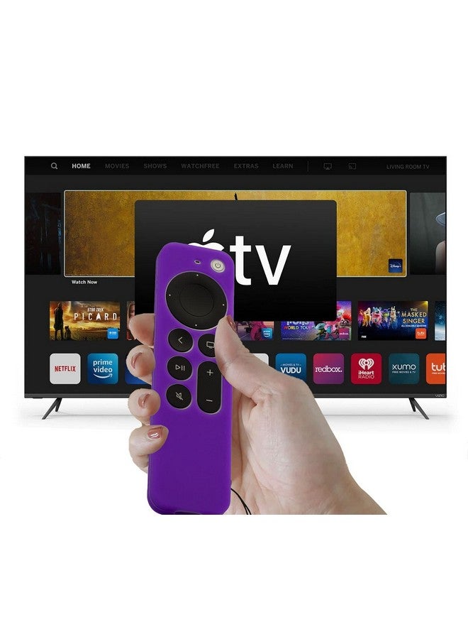 LEFXMOPHY غطاء ريموت كنترول بنفسجي بديل لجهاز Apple 4K TV الجديد 2021 سلسلة 6 الجيل السادس ريموت كنترول واقي من السيليكون مع حبل Lefxmophy - Image 4