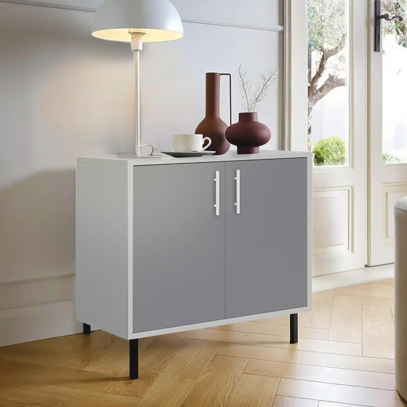 EconoHome EconoHome Wood Buffet Cabinet with Storage Grey Wood Sideboard Cabinet with 2 Doors Credenza for Living Room Office Kitchen Dining Room Bedroom as a TV Stand or Cupboard Console Table 