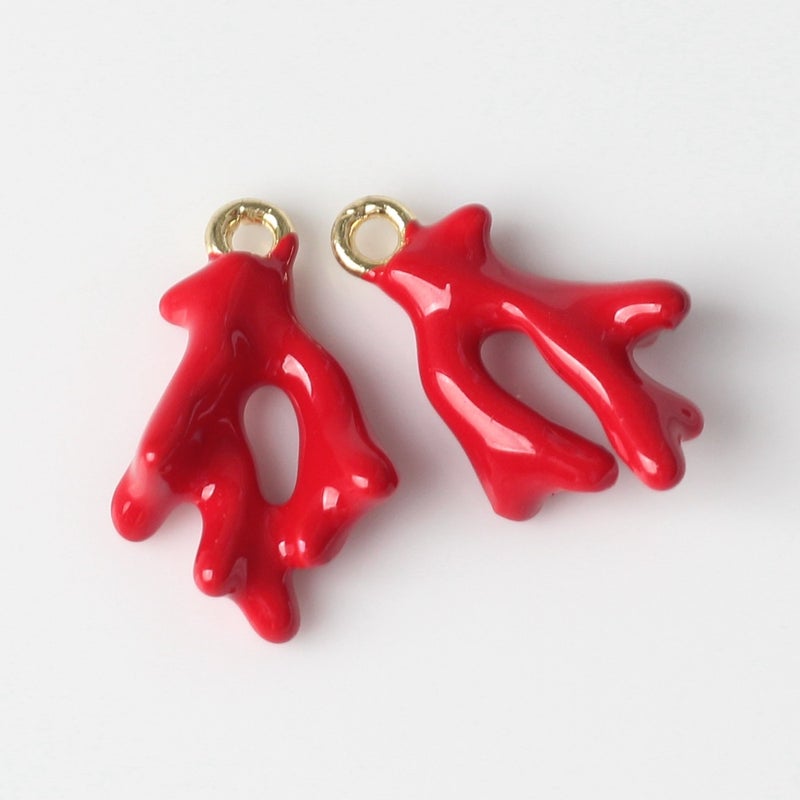 Simple Alloy Drip Paint Ocean Coral Pendant DIY Necklace Bracelet Jewelry Accessories Handmade Crafts Decorations Golden aperture 