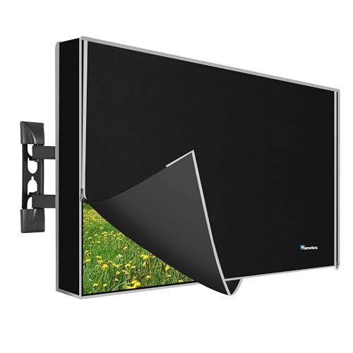 Garnetics Smart Shield Outdoor TV Cover 75 Inch Weatherproof and Waterproof | Outside TV Enclosure | Screen Protector for Outside Display Black With Zipper - Image 1