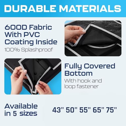 Garnetics Smart Shield Outdoor TV Cover 75 Inch Weatherproof and Waterproof | Outside TV Enclosure | Screen Protector for Outside Display Black With Zipper - Image 5