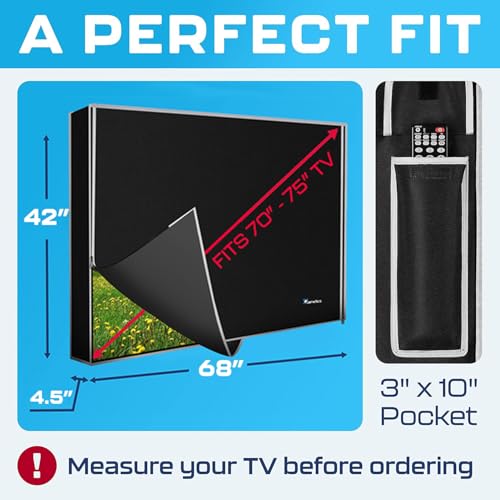 Garnetics Smart Shield Outdoor TV Cover 75 Inch Weatherproof and Waterproof | Outside TV Enclosure | Screen Protector for Outside Display Black With Zipper - Image 3