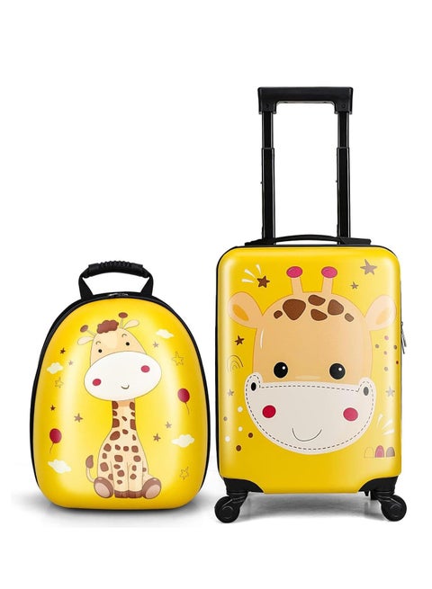 Kids Carry On Luggage Set, Hard Shell Travel Luggage W/Backpack, Hardside Rolling Suitcase W/Spinner Wheels, Kids Luggage and Backpack