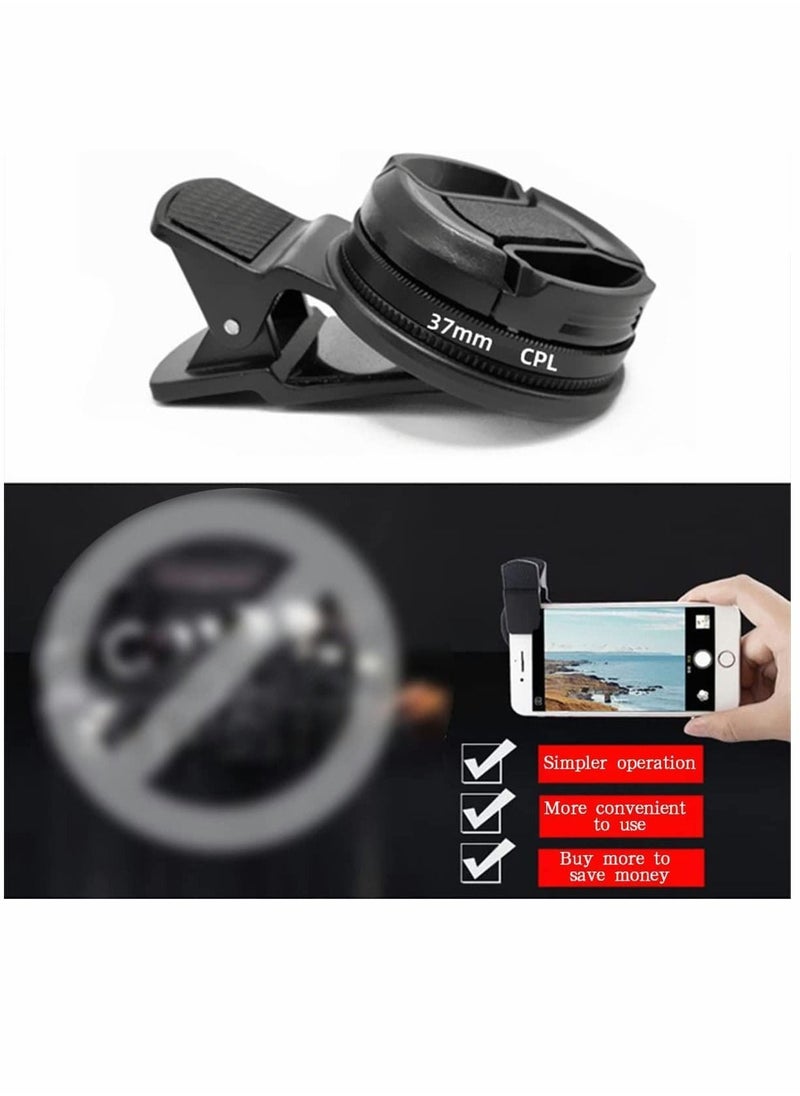 Y&D - 37mm CPL Phone Camera Lens Large Aperture Universal Portable Polarizer Clip on Cellphone Cpl Filter for Most Mobilephone Models Mobile Video External Single Reflex - Image 1