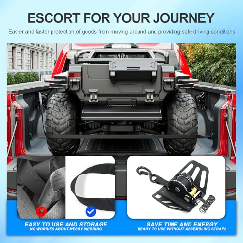 SZYANG 2PCS Retractable Ratchet Straps Compatible with 2019-2026 Dodge Ram 1500 Retractable Tie Down Straps Replacement for 2019-2026 Dodge Ram 1500 Accessories - Image 5