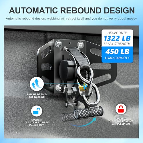 SZYANG 2PCS Retractable Ratchet Straps Compatible with 2019-2026 Dodge Ram 1500 Retractable Tie Down Straps Replacement for 2019-2026 Dodge Ram 1500 Accessories - Image 3