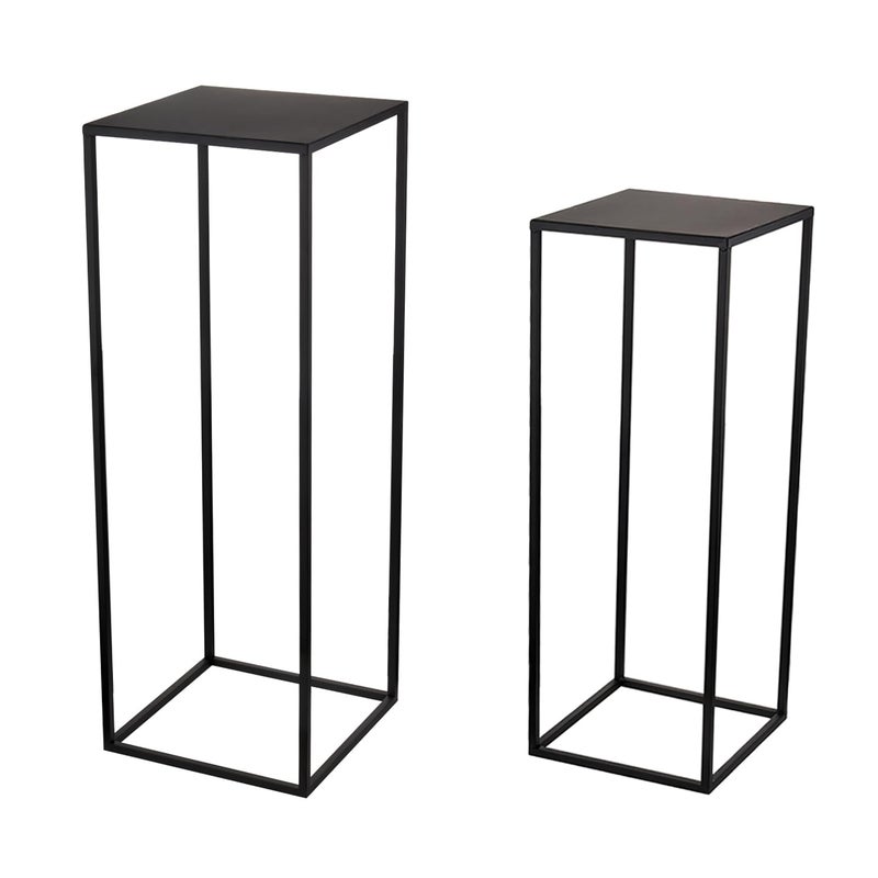 ALPOME Pack of 2 Already installed Black Plant Stand,Dimension 9.84*H27.56in and 8.66*H23.62in,indoor stable steel frame Flower Stands drink table for party wedding Centrepieces Living Room Patio Garden - Image 1