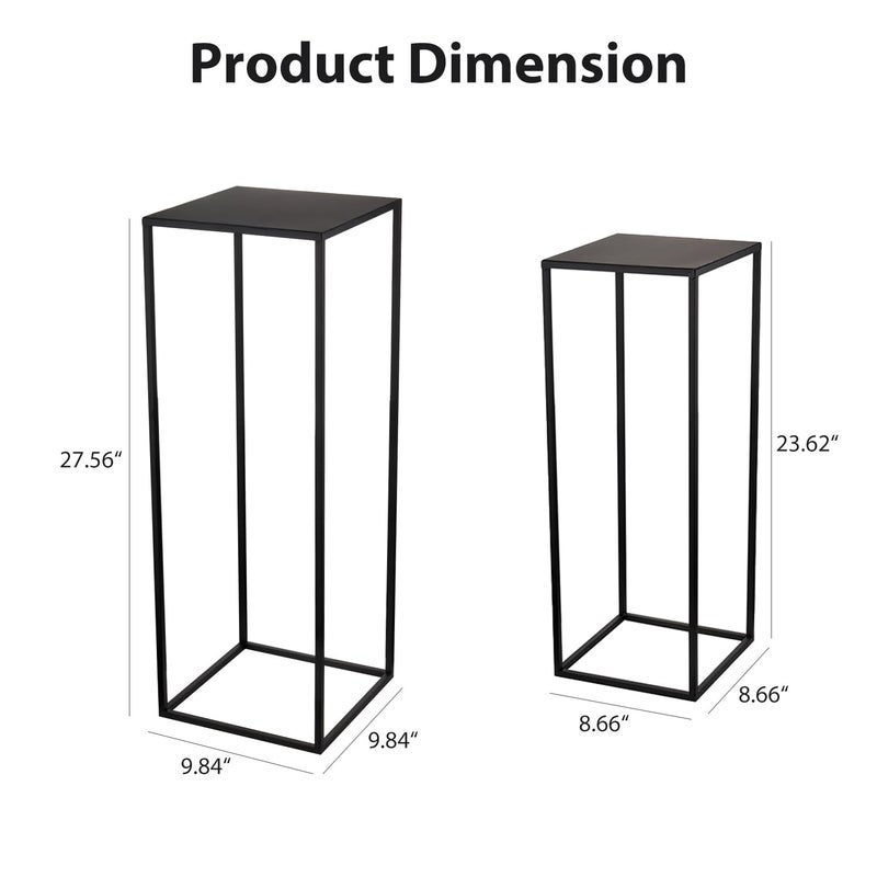 ALPOME Pack of 2 Already installed Black Plant Stand,Dimension 9.84*H27.56in and 8.66*H23.62in,indoor stable steel frame Flower Stands drink table for party wedding Centrepieces Living Room Patio Garden - Image 2