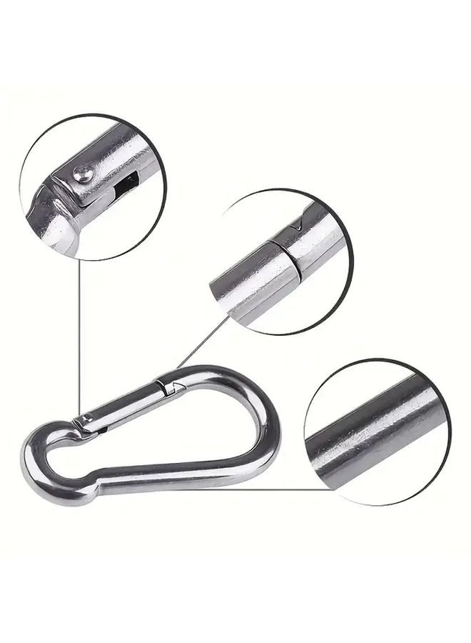 5 قطع من مشابك الكارابينر المعدنية الثقيلة مقاس M6 مع مشابك نابضية متينة لسلاسل المفاتيح الخارجية - Image 4