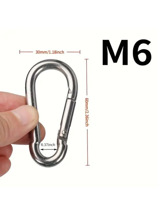 5 قطع من مشابك الكارابينر المعدنية الثقيلة مقاس M6 مع مشابك نابضية متينة لسلاسل المفاتيح الخارجية - Image 1
