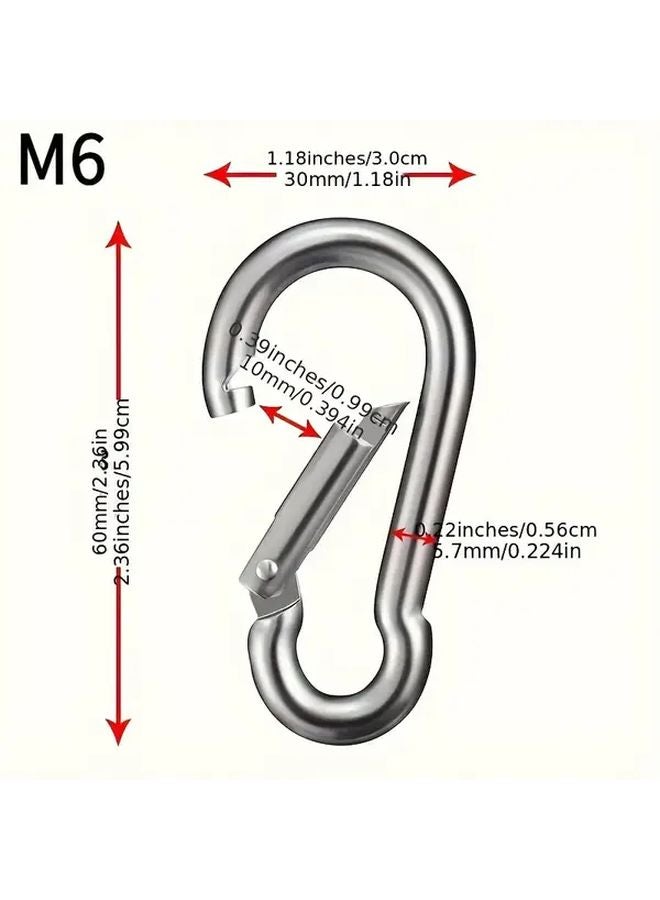 5 قطع من مشابك الكارابينر المعدنية الثقيلة مقاس M6 مع مشابك نابضية متينة لسلاسل المفاتيح الخارجية - Image 5