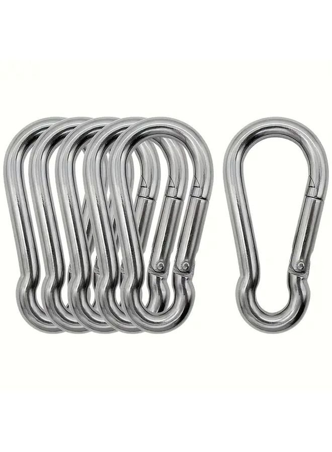 5 قطع من مشابك الكارابينر المعدنية الثقيلة مقاس M6 مع مشابك نابضية متينة لسلاسل المفاتيح الخارجية - Image 2