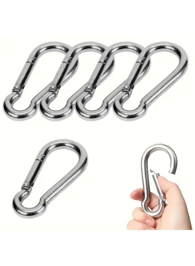 5 قطع من مشابك الكارابينر المعدنية الثقيلة مقاس M6 مع مشابك نابضية متينة لسلاسل المفاتيح الخارجية - Image 3
