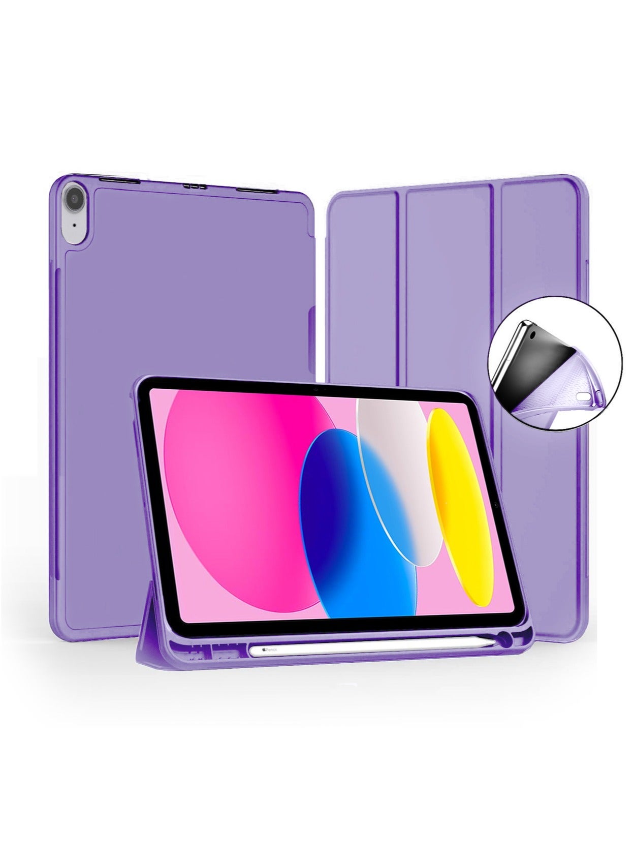 Wtech Apple iPad 10.9 (10th Gen) 2022 / Apple iPad 11th Gen 2025 / Apple iPad 11-inch (A16) 2025 (Smart Flip Back Case Cover with Pen Holder) - Lavender