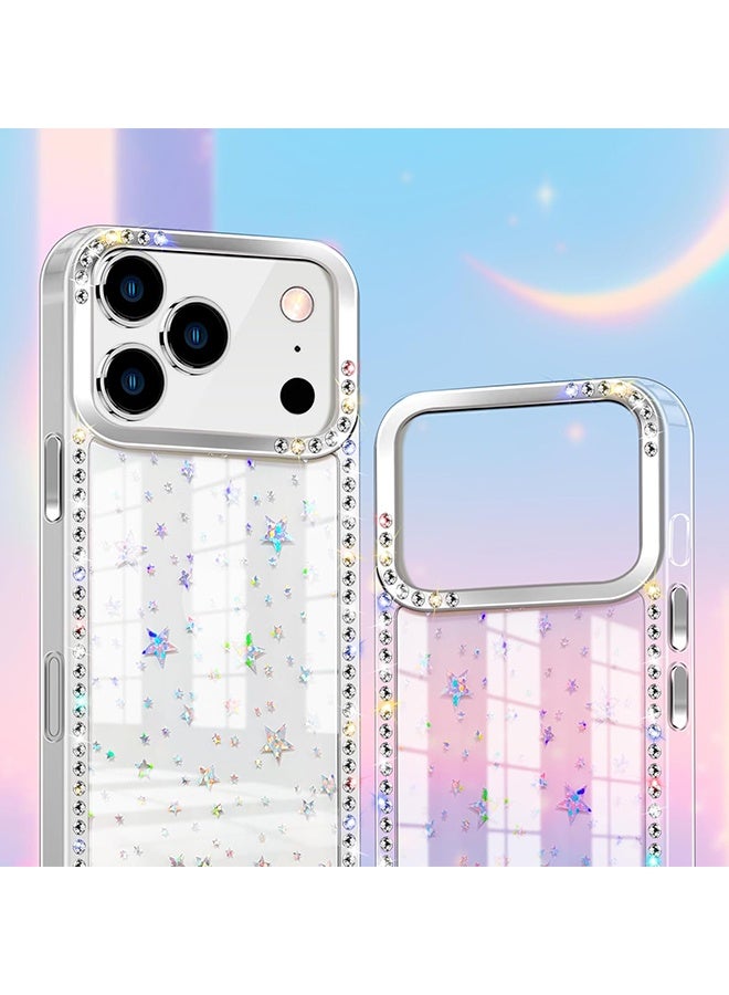 Wffo Compatible for iPhone 17 Pro Max Case - 3D Rhinestone Phone Case - Transparent Sparkling Diamond Glitter Case - Anti-Slip Shockproof Case - Star Design - Image 2