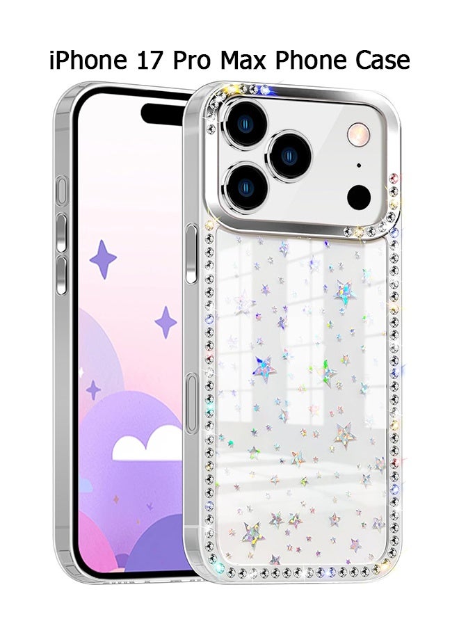 Wffo Compatible for iPhone 17 Pro Max Case - 3D Rhinestone Phone Case - Transparent Sparkling Diamond Glitter Case - Anti-Slip Shockproof Case - Star Design - Image 1