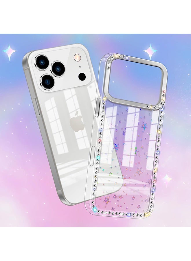 Wffo Compatible for iPhone 17 Pro Max Case - 3D Rhinestone Phone Case - Transparent Sparkling Diamond Glitter Case - Anti-Slip Shockproof Case - Star Design - Image 3