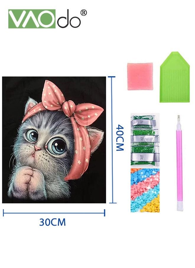 فاو دو 2 قطعة 5D DIY الماس اللوحة مجموعة شكل مختلف الماس اللوحة نقطة الماس اللوحة القط و زهرة غرفة المعيشة غرفة نوم الجدار الديكور اللوحة 30 * 40 سنتيمتر  - Image 2