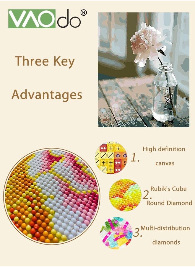 فاو دو 2 قطعة 5D DIY الماس اللوحة مجموعة شكل مختلف الماس اللوحة نقطة الماس اللوحة القط و زهرة غرفة المعيشة غرفة نوم الجدار الديكور اللوحة 30 * 40 سنتيمتر  - Image 5