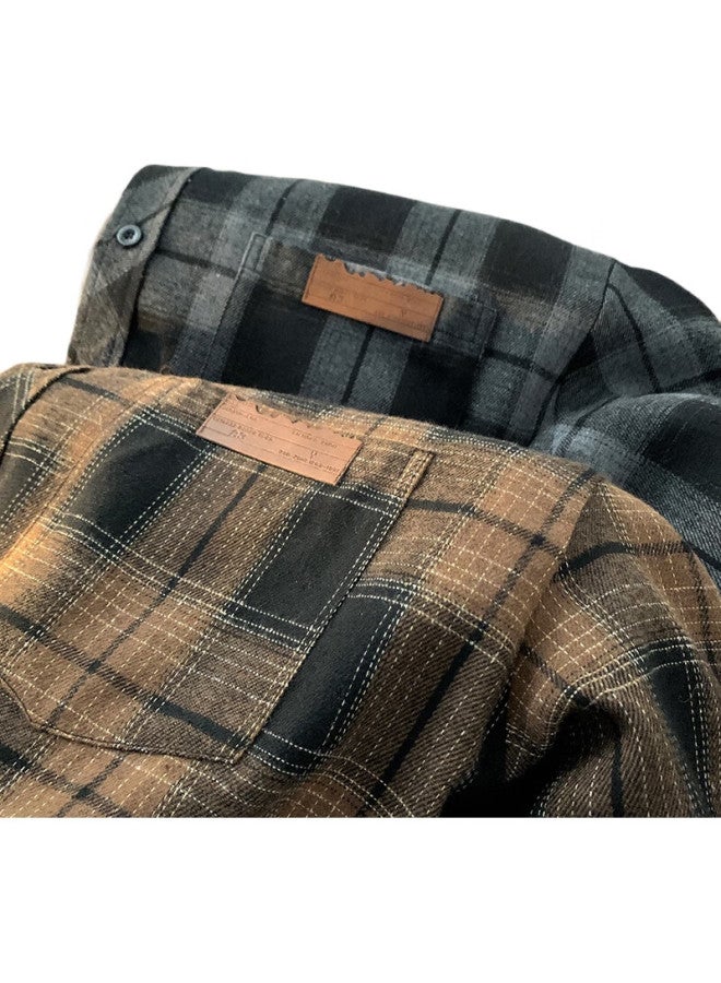 Foss Phil Plaid Shirt Men And Women Autumn And Winter Loose Cool Shirt Cityboy Long Sleeve Jacket Fpcs13 Coffee Plaid 3Xl - Image 2