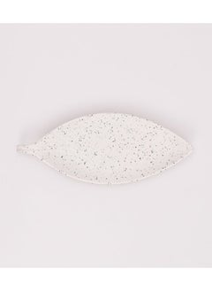 Bright Designs Melamine Matt Leaf Serving Plate  Set of 2
  (L 36cm W 15cm) Creamy with black  - Image 1