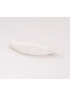 Bright Designs Melamine Matt Leaf Serving Plate  Set of 2
  (L 36cm W 15cm) Creamy with black  - Image 2