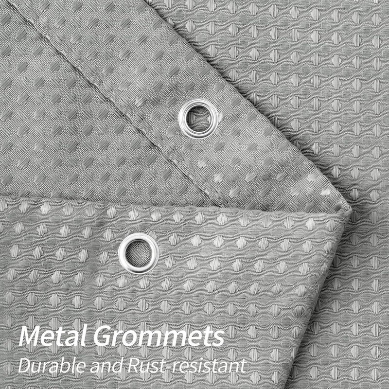 MitoVilla Grey Waffle Heavy Fabric Shower Curtains, Waffle Weave Weighted Hotel Cloth Shower Curtain for Modern Neutral Bathroom Decor, Waterproof & Wrinkle Resistant, 72 x 72 - Image 3